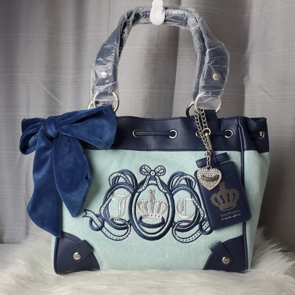 JUICY COUTURE pastel turquoise daydreamer juicy lovers club tote